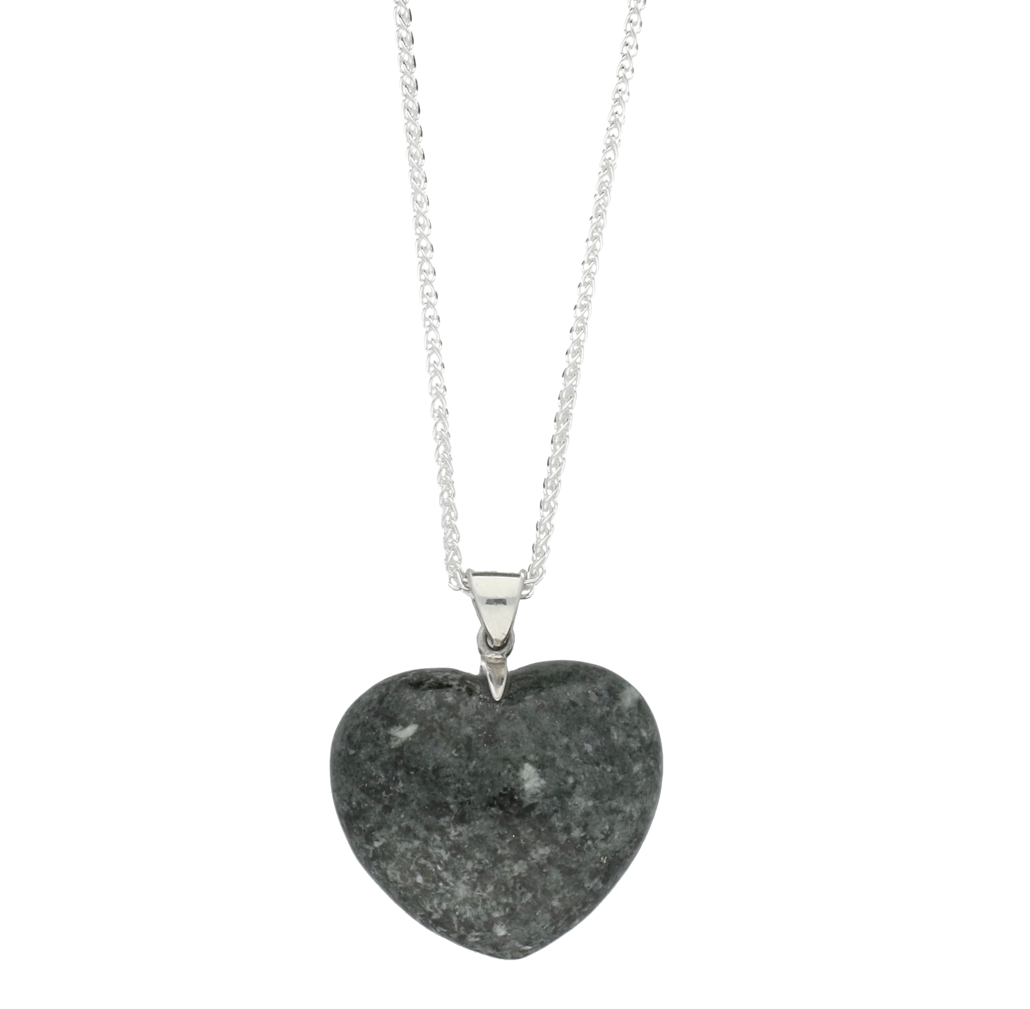 Preseli Bluestone Pendant Carved Heart Large Silver
