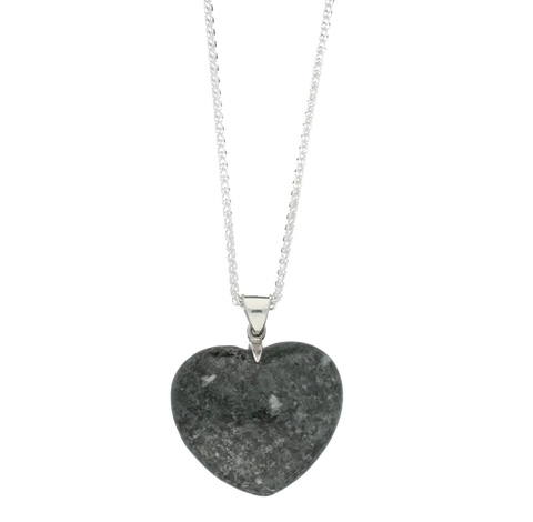 Preseli Bluestone Pendant Carved Heart Large Silver