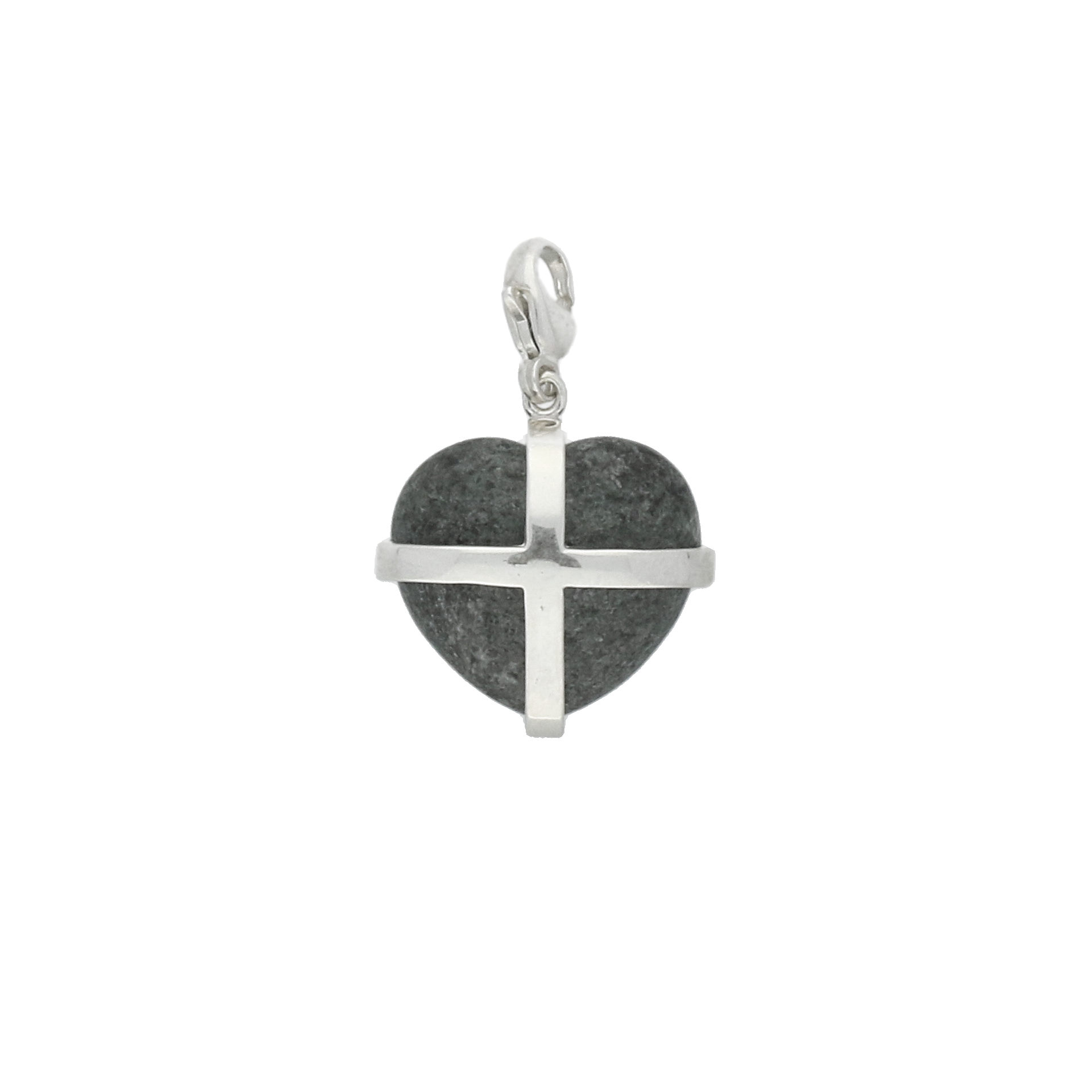 Preseli Bluestone Charm Cross Heart Large Silver