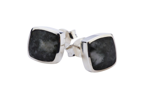 Preseli Bluestone Earrings Cushion Studs With Silver