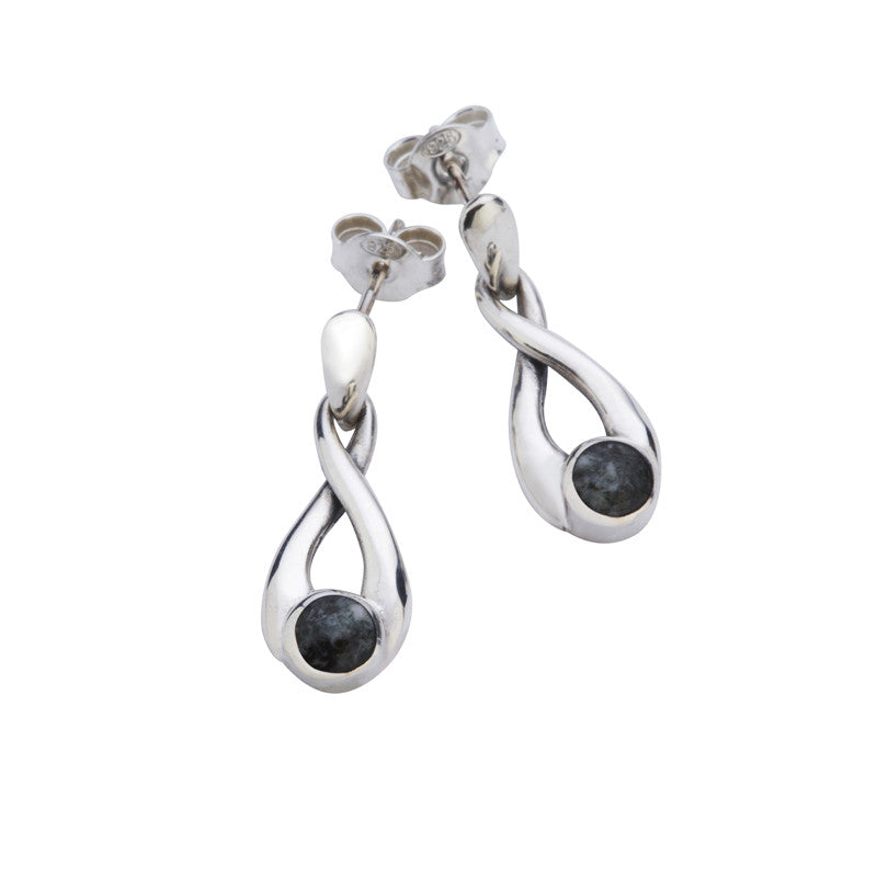 Preseli Bluestone Earrings Twist Drops With Silver