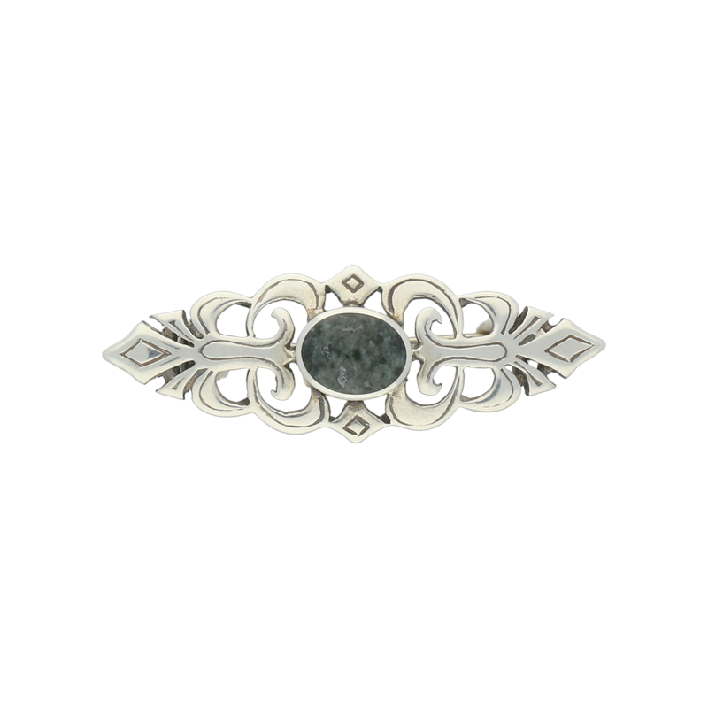 Preseli Bluestone Brooch Pierced Design Sterling Silver