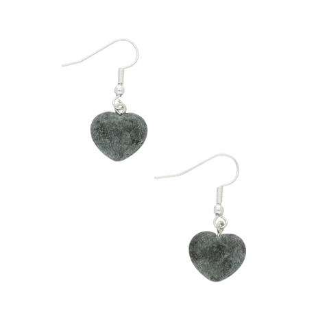 Preseli Bluestone Earrings Heart Puff Drops Silver
