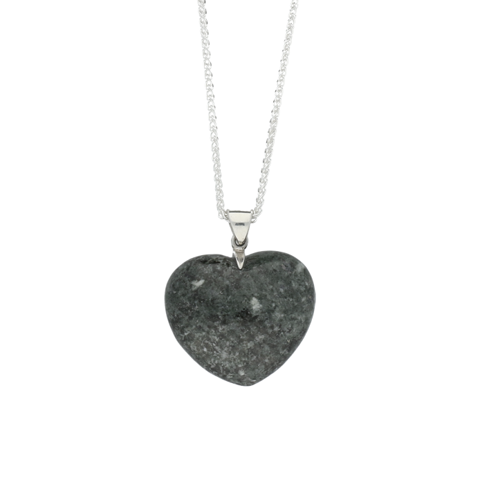 Preseli Bluestone Necklace Carved Heart Medium Silver