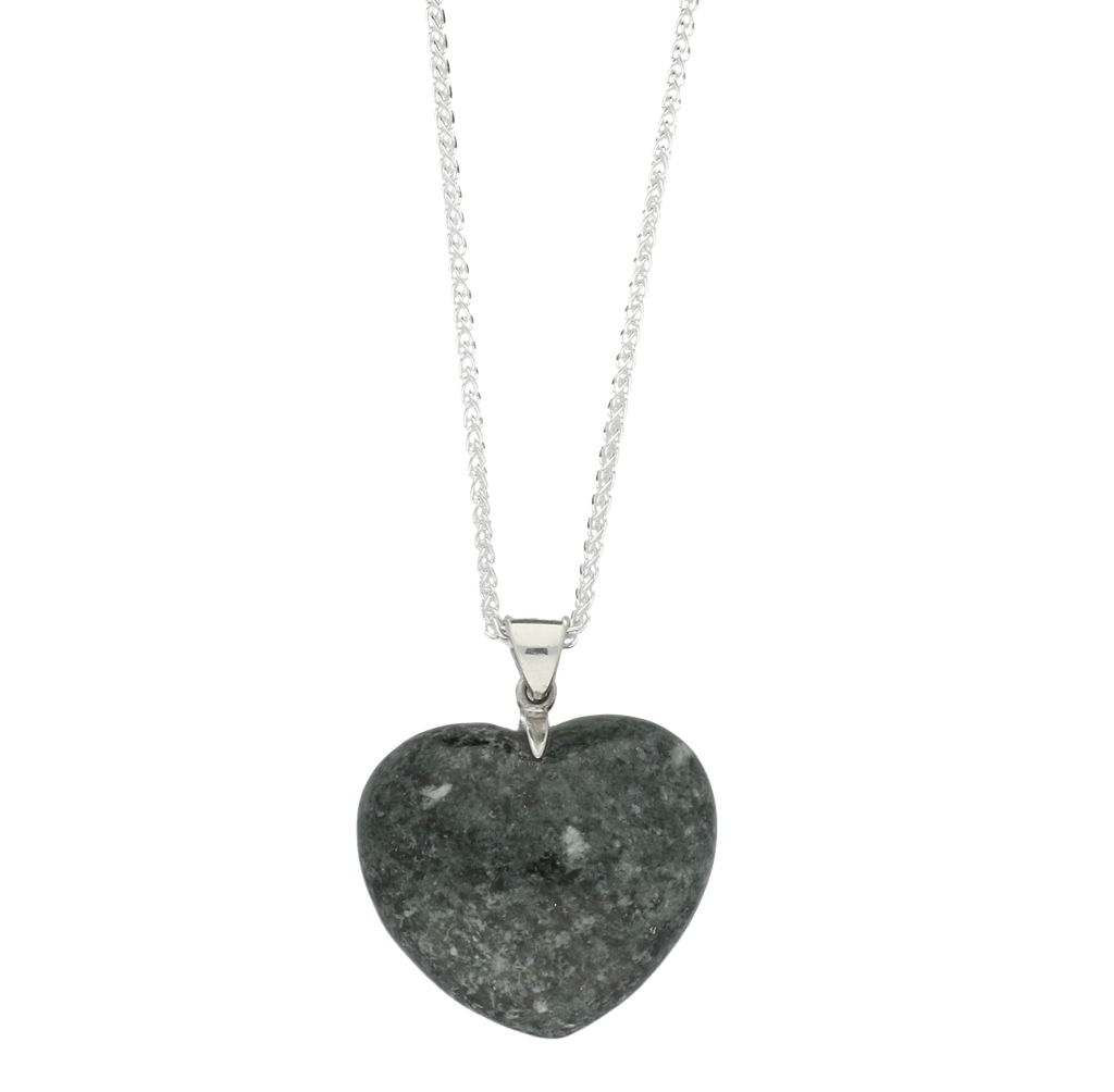 Preseli Bluestone Pendant Carved Heart Large Silver