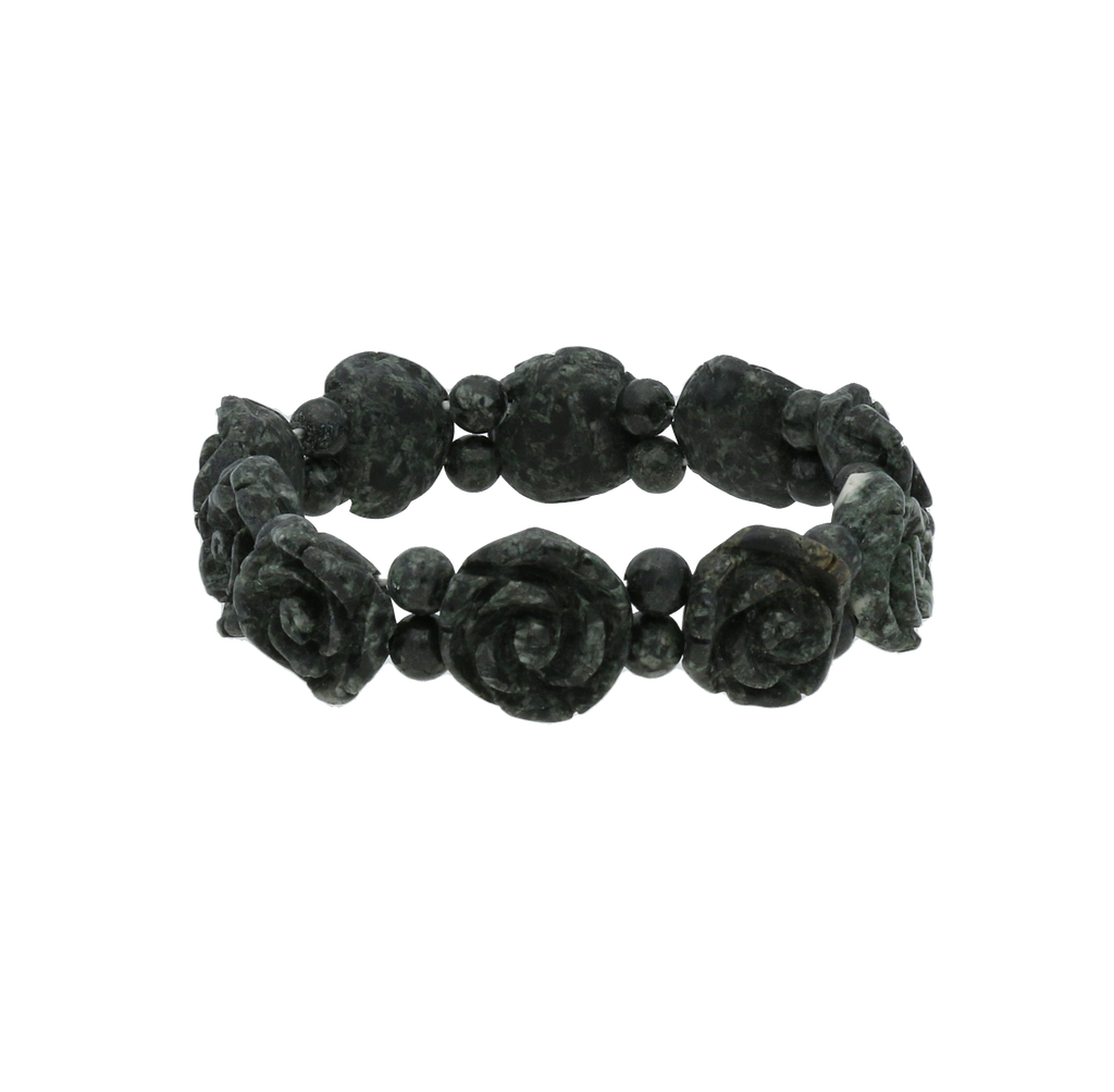 Preseli Bluestone Bracelet Carved Roses On Elastic