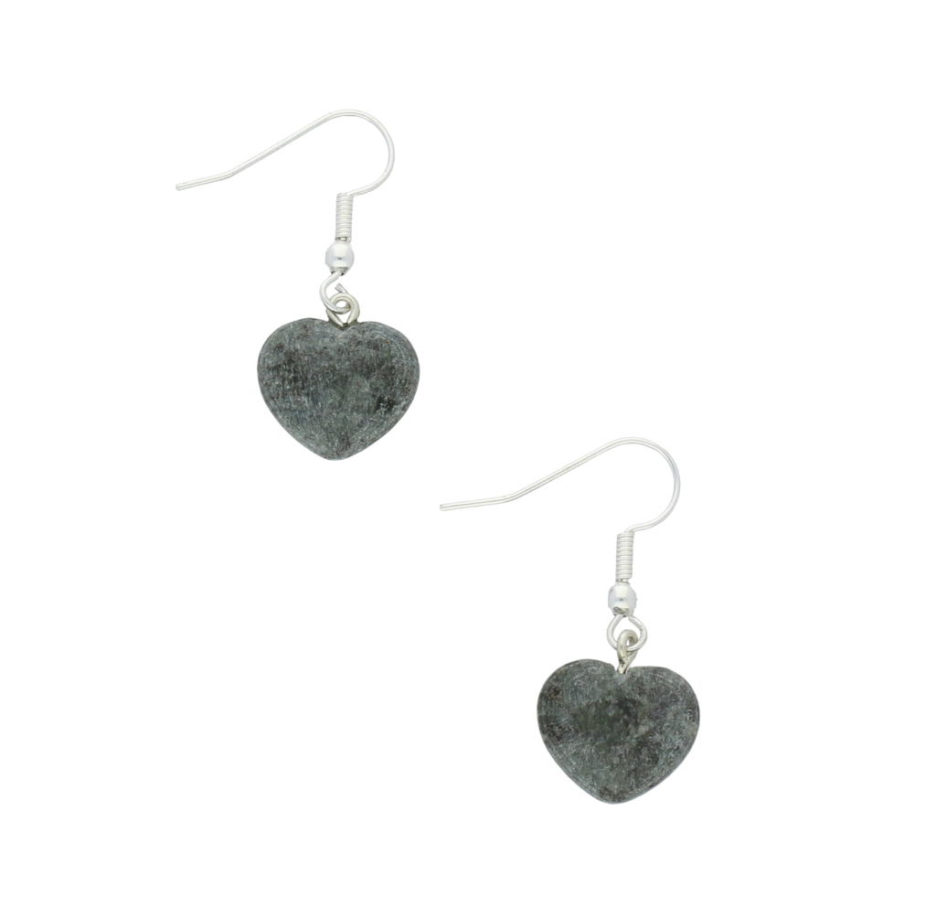 Preseli Bluestone Earrings Heart Puff Drops Silver