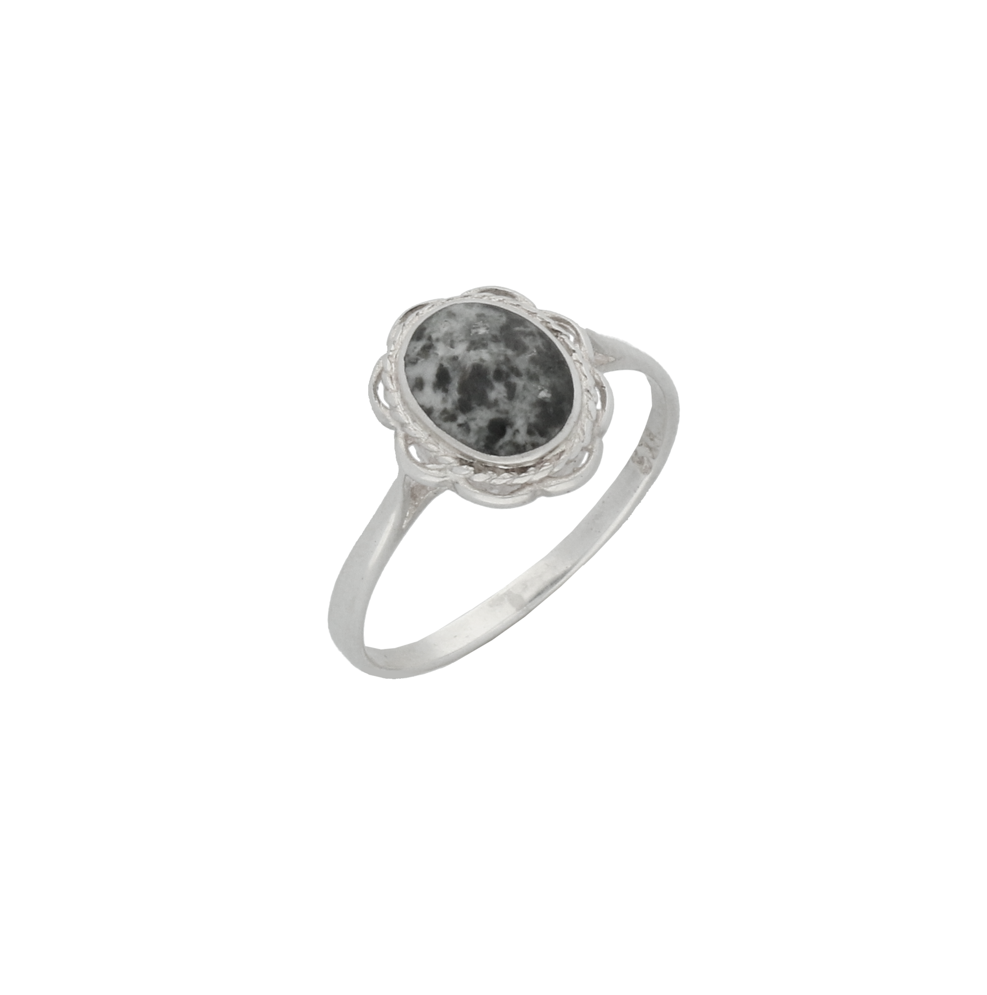 Preseli Bluestone Ring Rope Frill silver Preseli Bluestone